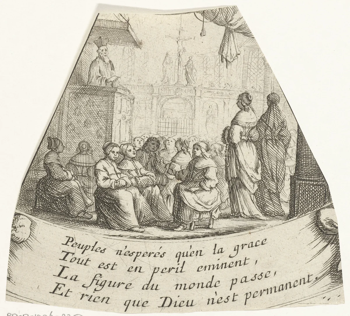 Kerkdienst by Albert Flamen, print, 1648-1665