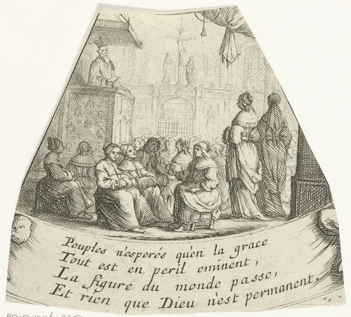Kerkdienst by Albert Flamen, print, 1648-1665