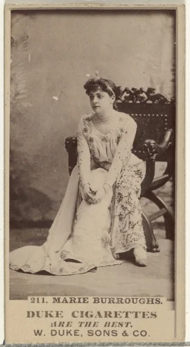 Card Number 211, Marie Burroughs, from the Actors and Actresses series (N145-7) issued by Duke Sons & Co. to promote Duke Cigarettes by W. Duke, Sons & Co., photograph, 1880-1889