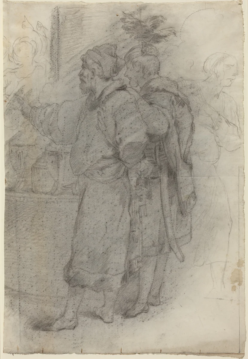 Two Standing Courtiers by Pietro Fancelli, drawing, 1820