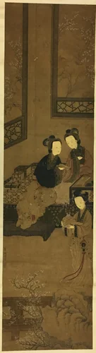 Winter: Women Enjoying Writing, Reading, and Plum Blossoms by Artist Unknown, other, 1701-1800