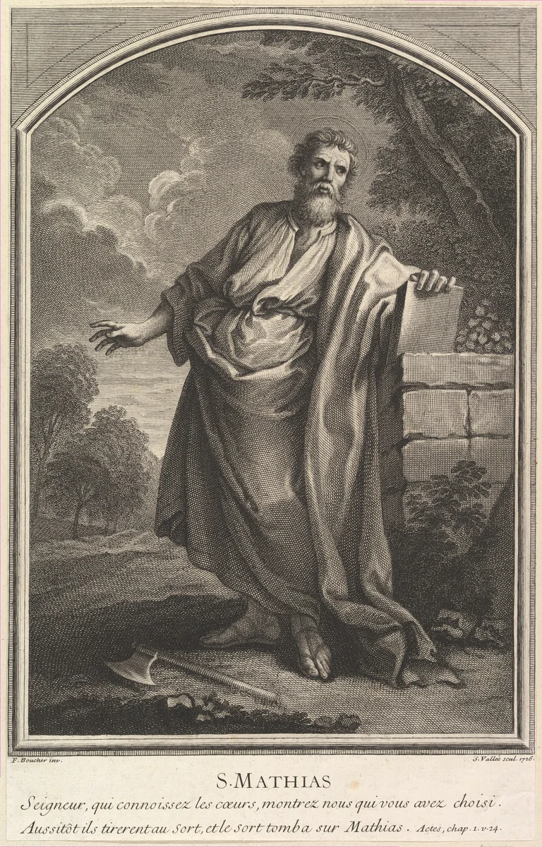 Saint Mathias by Simon de la Vallée, print, 1726