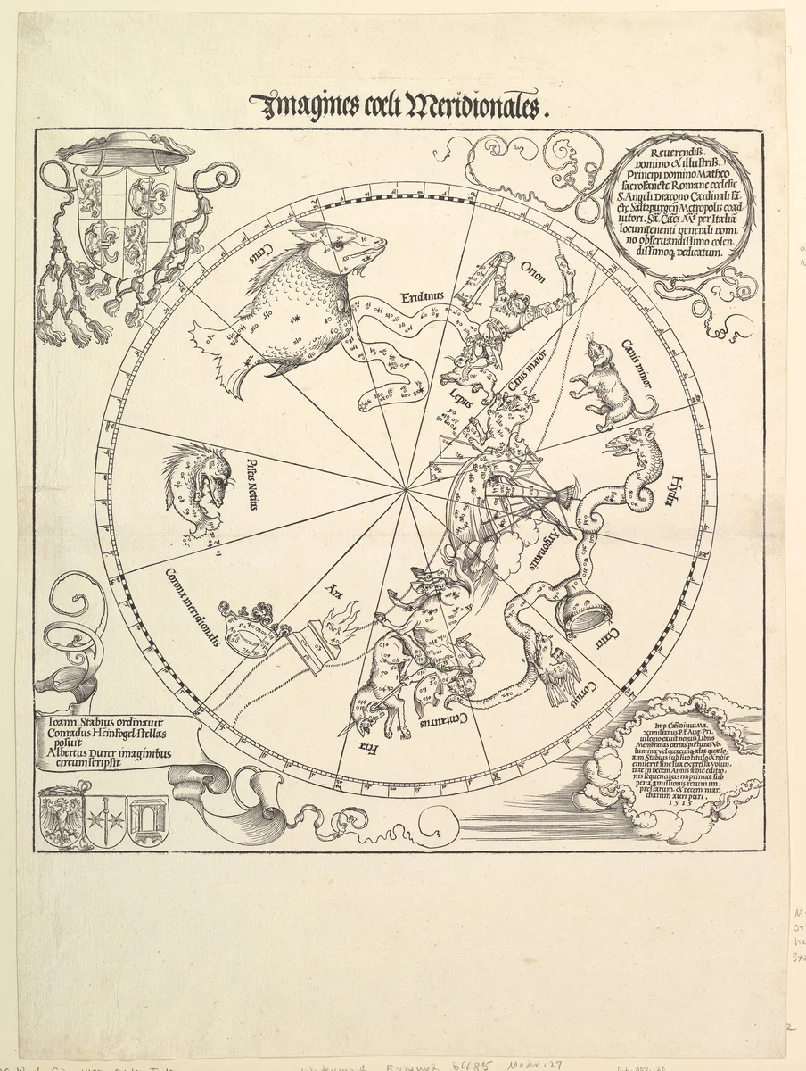 The Celestial Globe-Southern Hemisphere by Albrecht Dürer, print, 1515