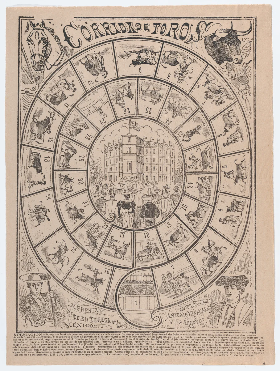 Game of the bullring (corrida de toros) by José Guadalupe Posada, print, 1898