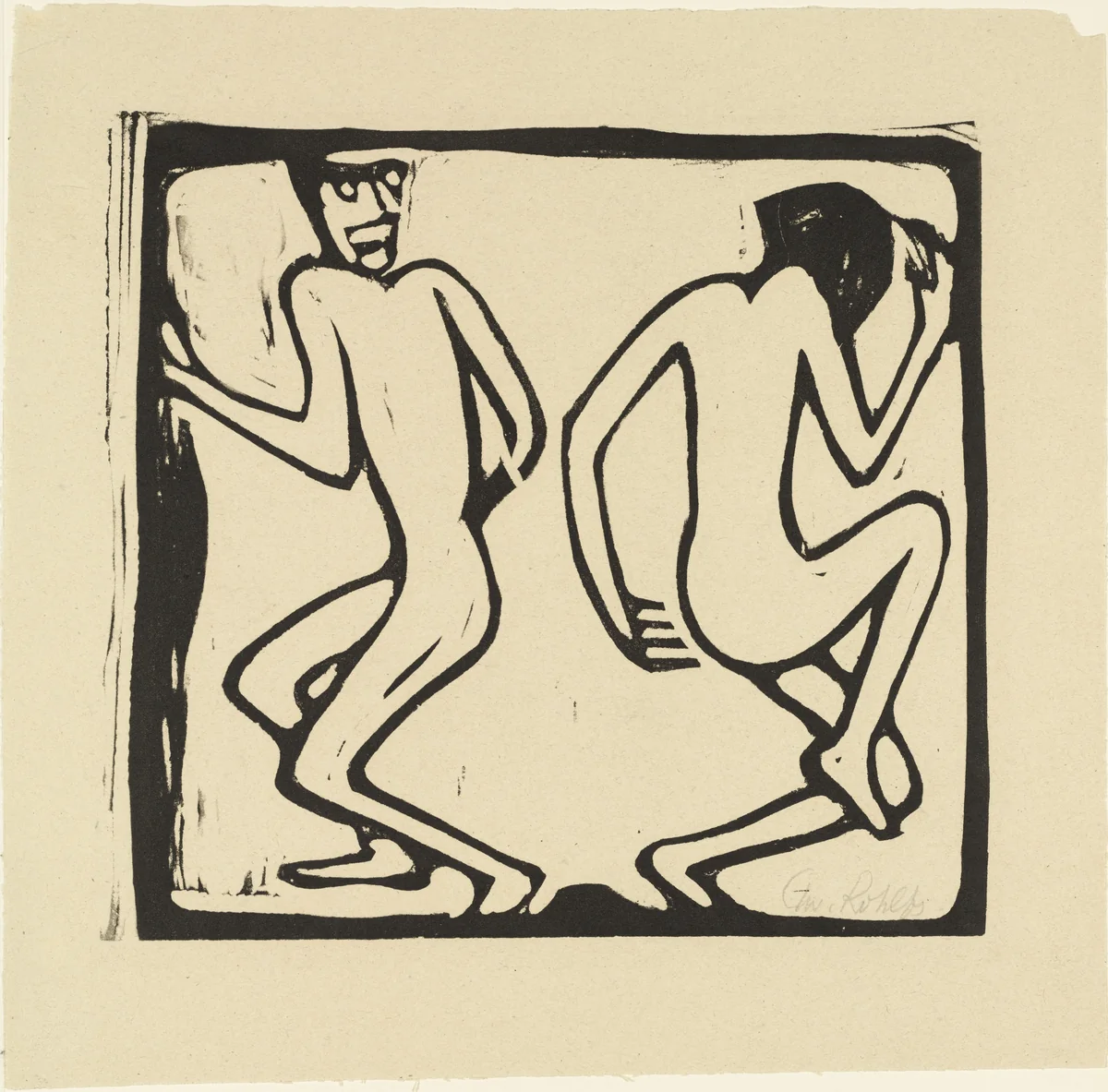 Two Dancers (Zwei Tanzende) from the portfolio New European Graphics, 5th Portfolio: German Artists, 1921 (Neue Europäische Graphik, 5. Mappe: Deutsche Künstler, 1921) by Christian Rohlfs, print, 1913