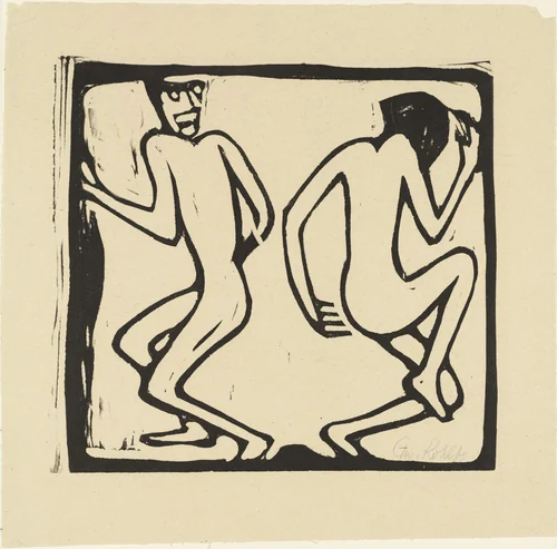 Two Dancers (Zwei Tanzende) from the portfolio New European Graphics, 5th Portfolio: German Artists, 1921 (Neue Europäische Graphik, 5. Mappe: Deutsche Künstler, 1921) by Christian Rohlfs, print, 1913