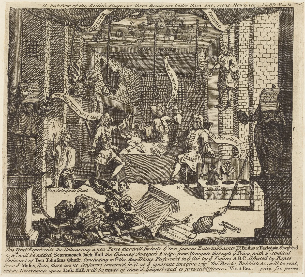A Just View of the British Stage by William Hogarth, print, 1724