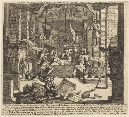 A Just View of the British Stage by William Hogarth, print, 1724