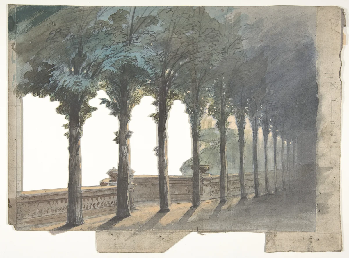 Design for a Stage Set at the Opéra, Paris by Eugène Cicéri, drawing, 1830-1890