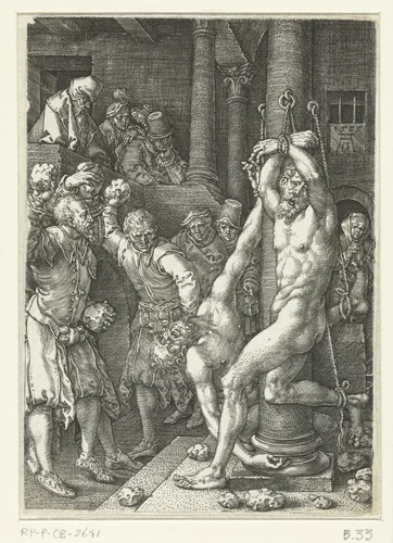 De ouderlingen worden gestenigd by Unknown, print, 1555