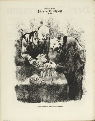 The New Society: Plate 4 (Die neue Gesellschaft: Blatt 4) (plate, folio 24 verso) from the periodical Der Bildermann, vol. 1, no. 12 (September 1916) by Ottomar Starke, periodical, 1916