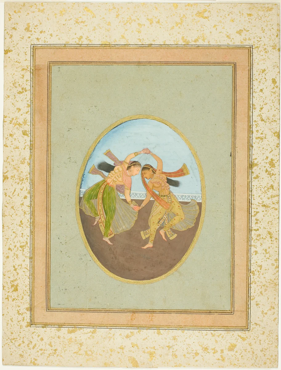 Two Girls Performing Kathak by India, painting, 1701-1800