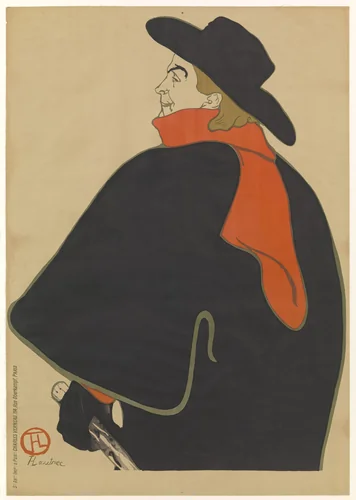 Aristide Bruant in His Cabaret (Aristide Bruant dans son cabaret) by Henri de Toulouse-Lautrec, print, 1893