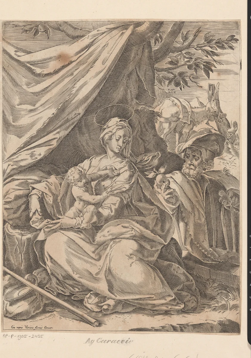 Rust op de vlucht naar Egypte by anonymous, print, 1567-1602