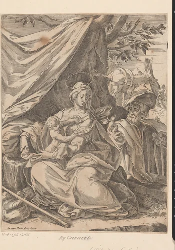 Rust op de vlucht naar Egypte by anonymous, print, 1567-1602