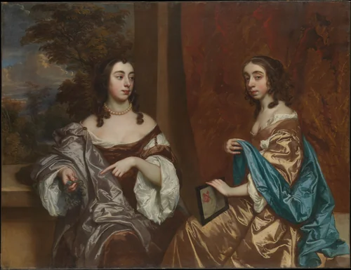 Mary Capel (1630–1715), Later Duchess of Beaufort, and Her Sister Elizabeth (1633–1678), Countess of Carnarvon by Peter Lely, painting, 1652-1662