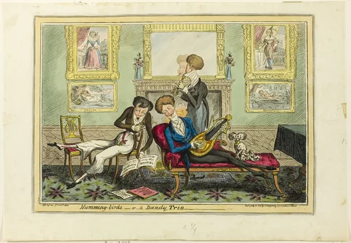 Humming Birds, or A Dandy Trio by George Cruikshank, print, 1819