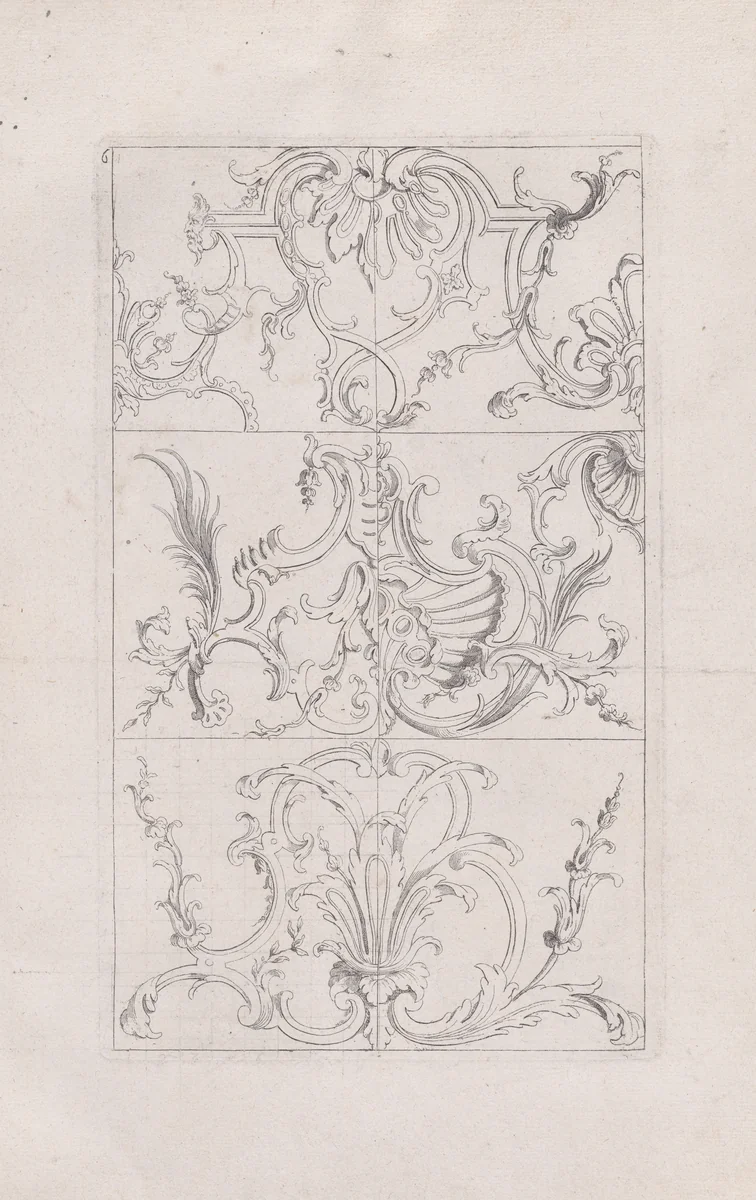 Plate 6, from "Livre Nouveau de Prinsipes D'Ornemens, tres facil. Pour apprendre a Dessigner" by Nicolas Guérard, print, 1710-1720