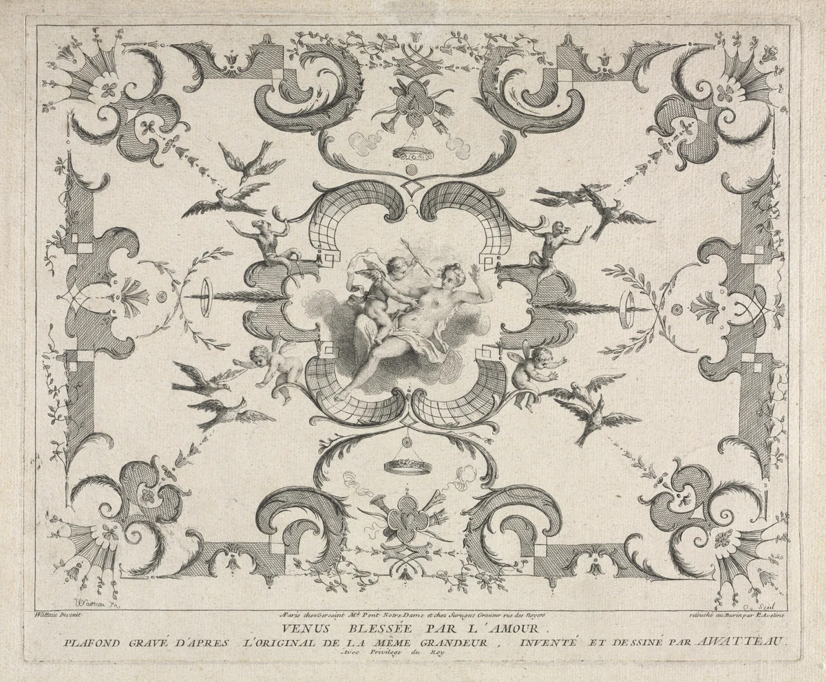Venus Wounded by Cupid by Pierre Alexandre Aveline, print, 1730-1760