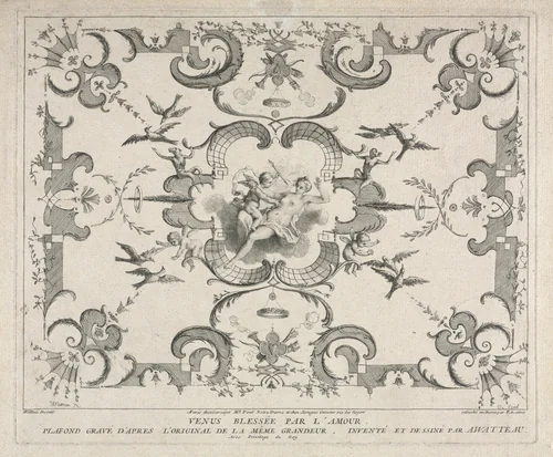 Venus Wounded by Cupid by Pierre Alexandre Aveline, print, 1730-1760