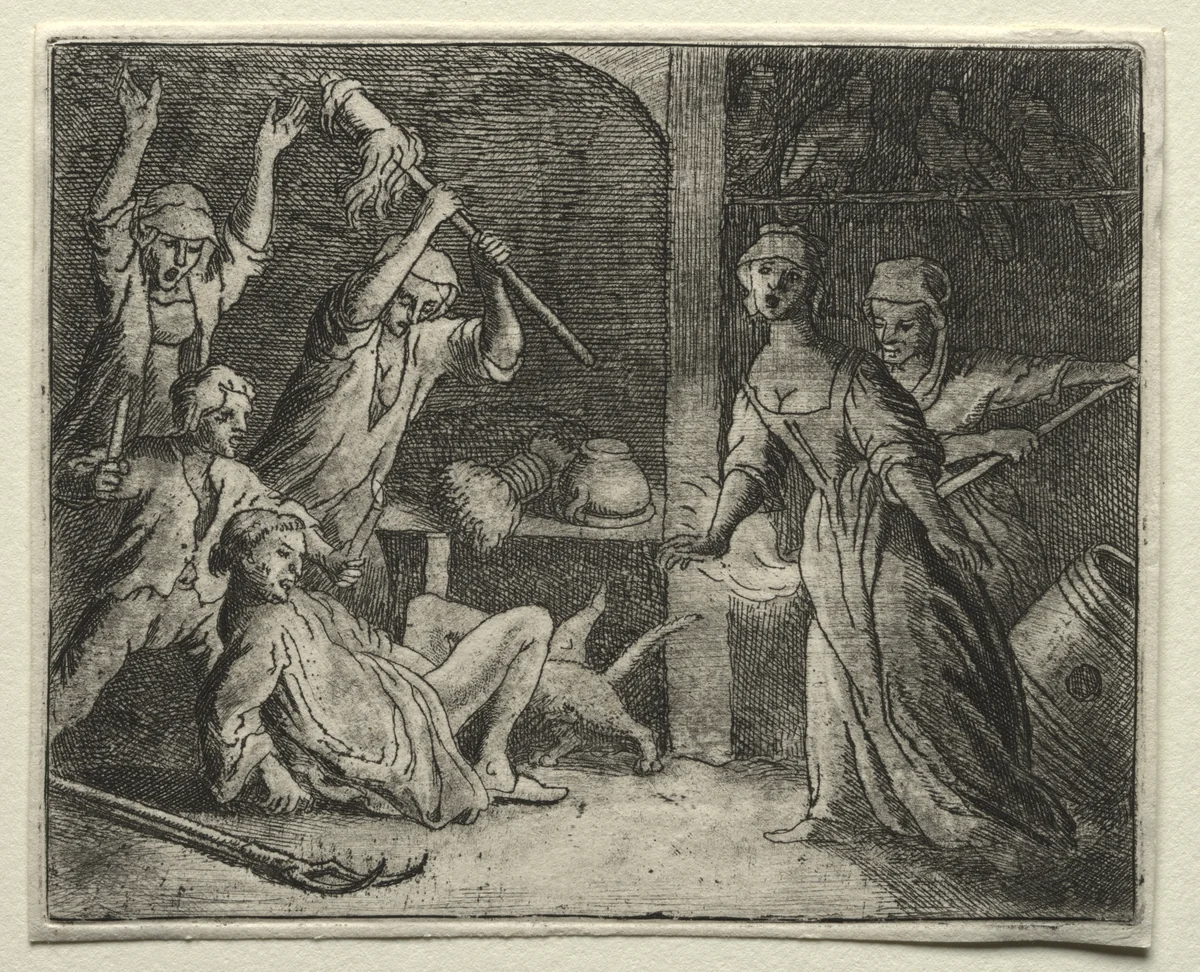 Reynard the Fox: The Cat is Trapped by Allart van Everdingen, print, 1650-1675