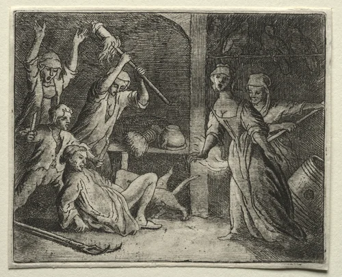 Reynard the Fox: The Cat is Trapped by Allart van Everdingen, print, 1650-1675