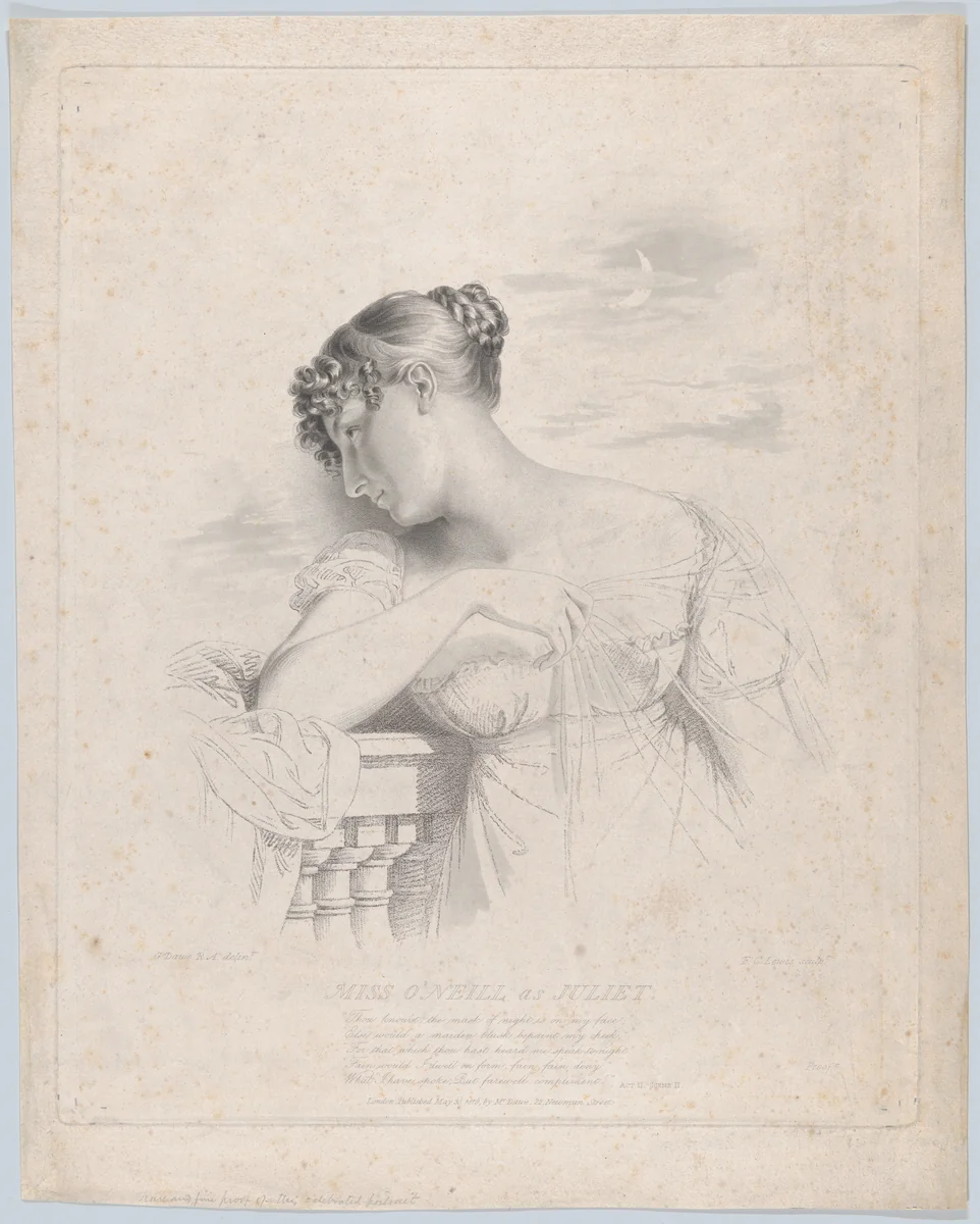 Miss O'Neill as Juliet by George Dawe, print, 1816
