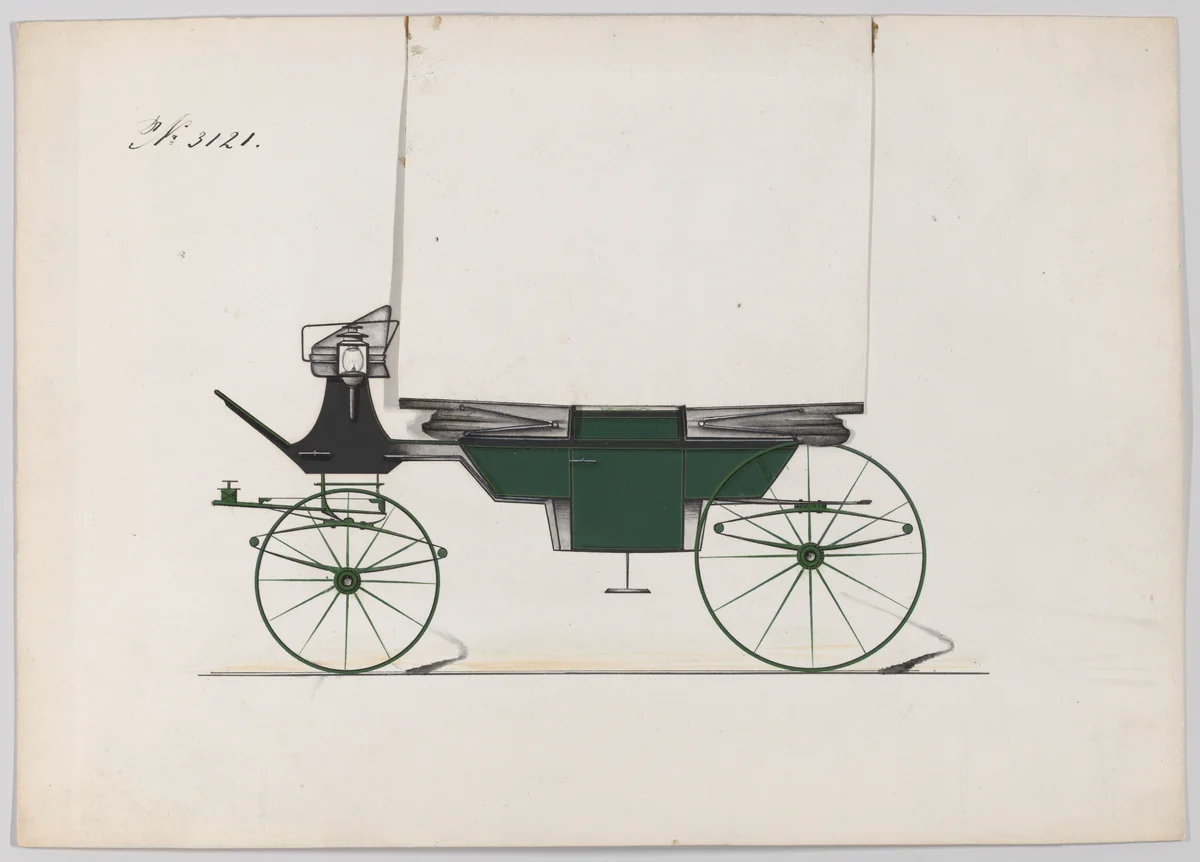 Design for Landau, No. 3121 by Brewster & Co., drawing, 1875