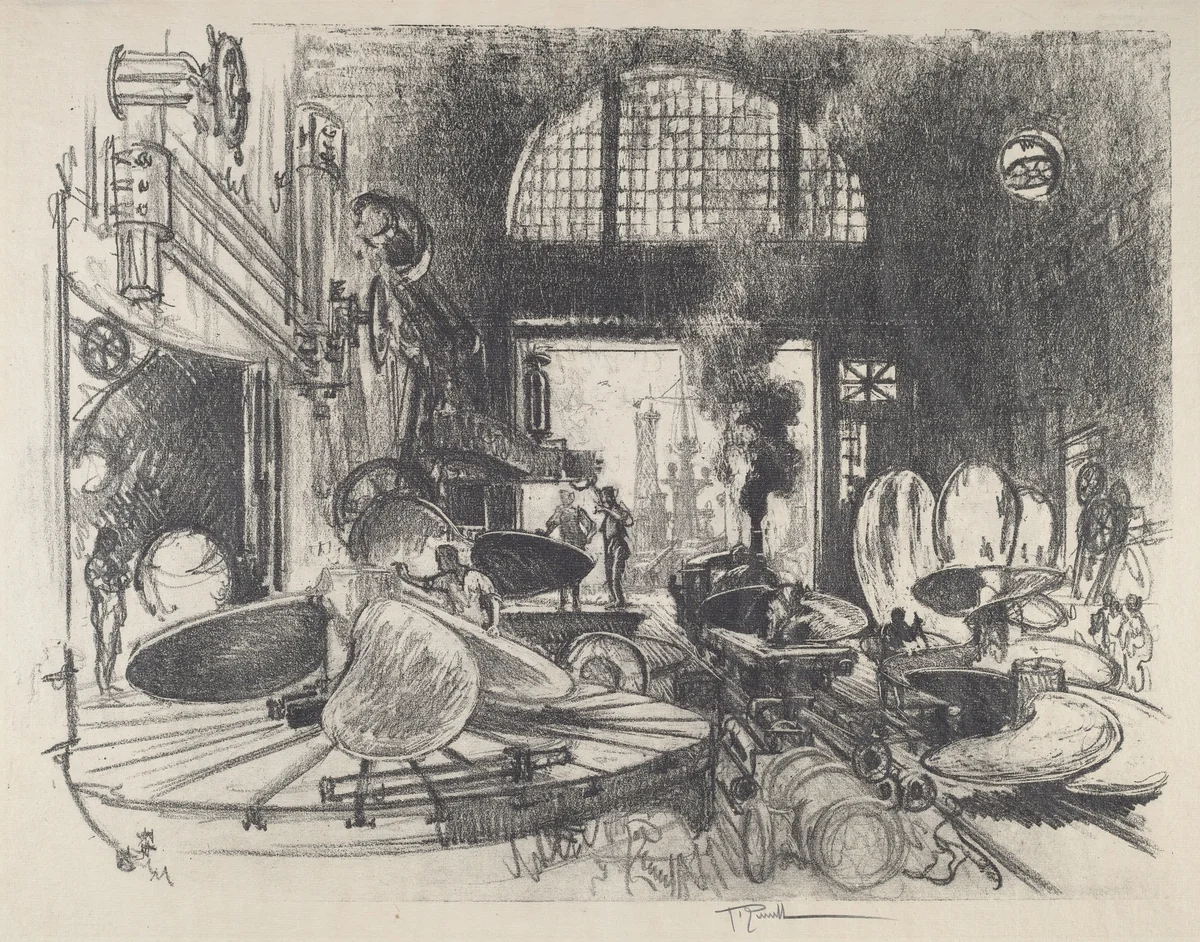 Making Propeller Blades by Joseph Pennell, print, 1917