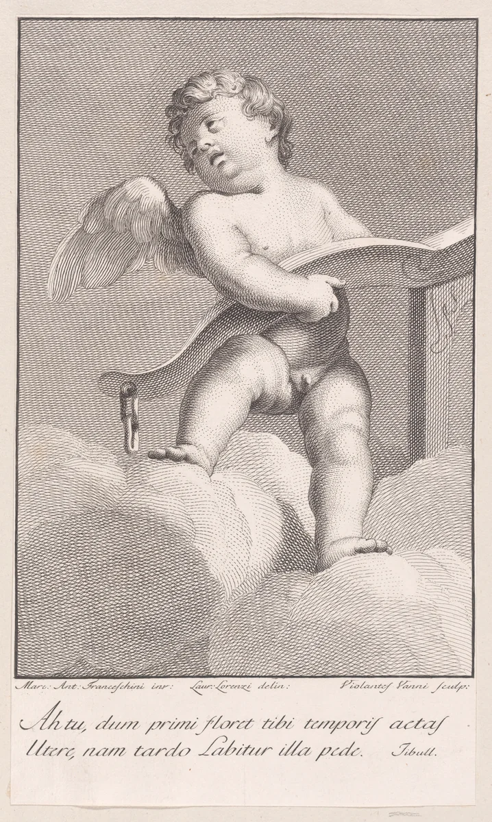 Putto with a yoke by Violante Vanni, print, 1774