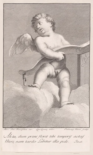 Putto with a yoke by Violante Vanni, print, 1774