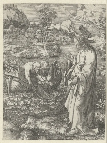 Roeping van Petrus en Andreas by Unknown, print, 1523