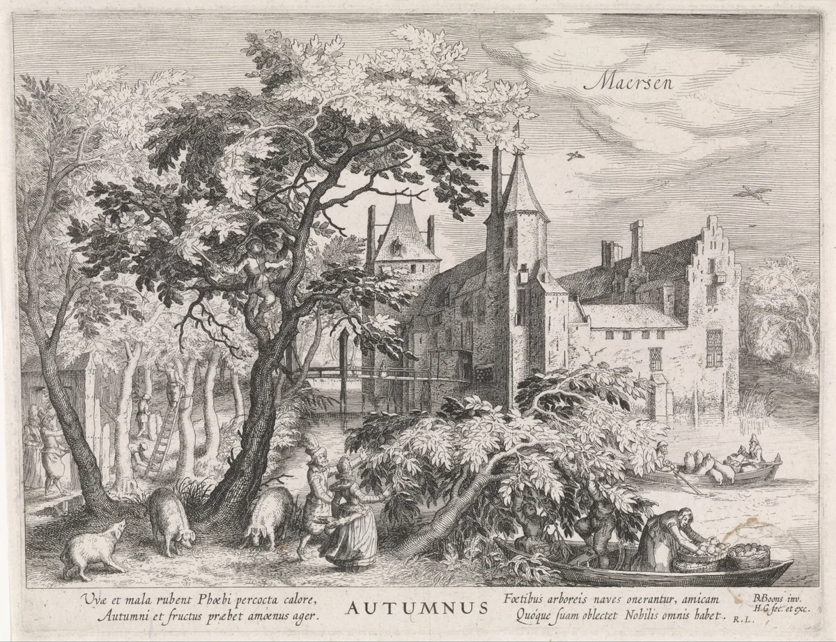 Herfst: gezicht op kasteel Maarssen by Unknown, print, 1591-1632