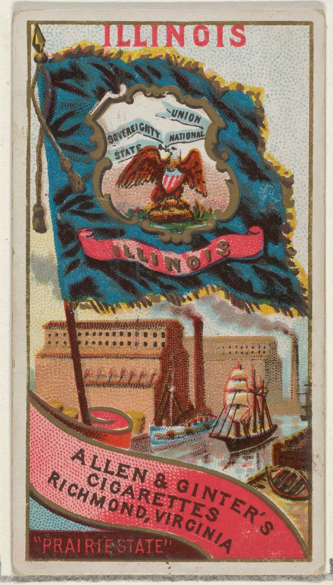 Illinois, from Flags of the States and Territories (N11) for Allen & Ginter Cigarettes Brands by Allen & Ginter, print, 1888