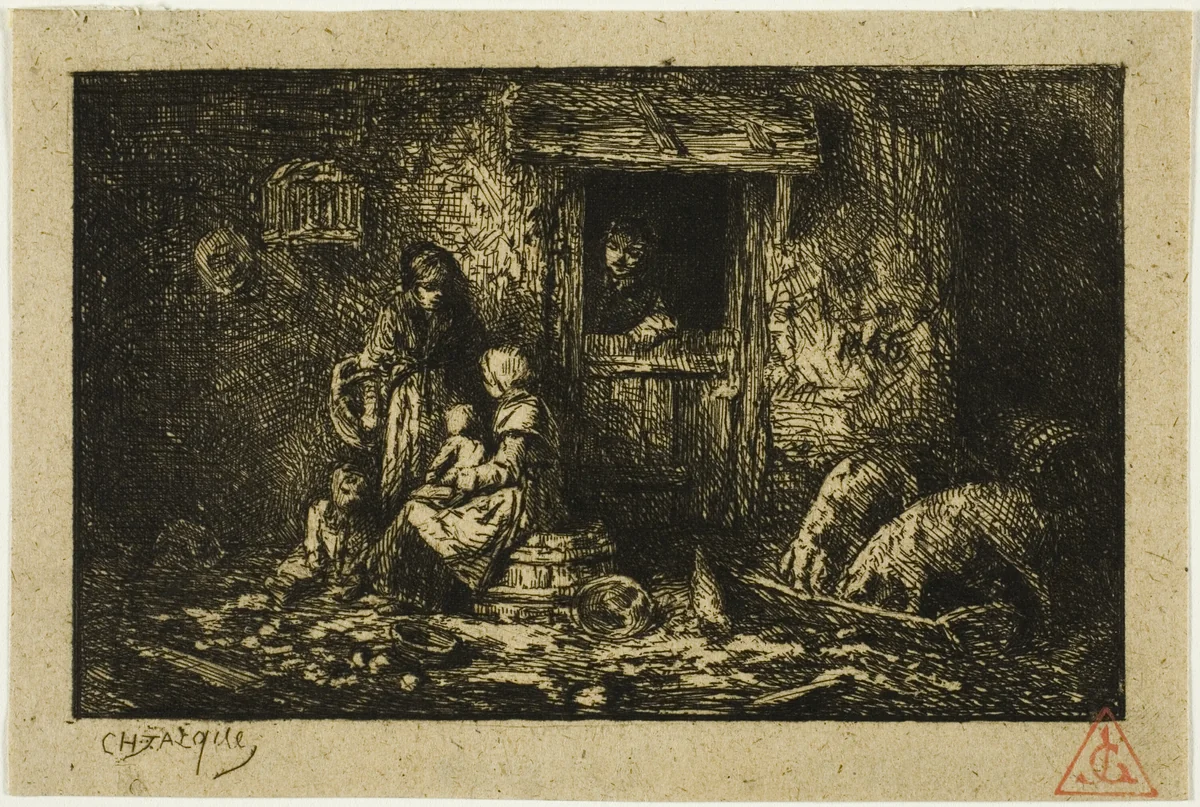 Doorway of a Farmhouse by Charles-Émile Jacque, print, 1833-1894