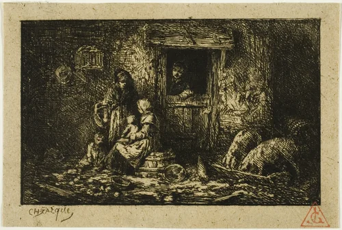 Doorway of a Farmhouse by Charles-Émile Jacque, print, 1833-1894