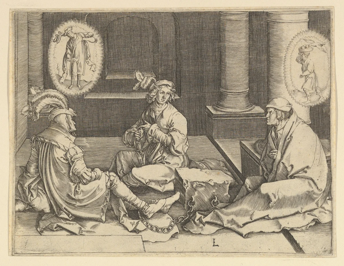 Joseph in Prison (copy) by Clement de Jonghe, print, 1640-1670