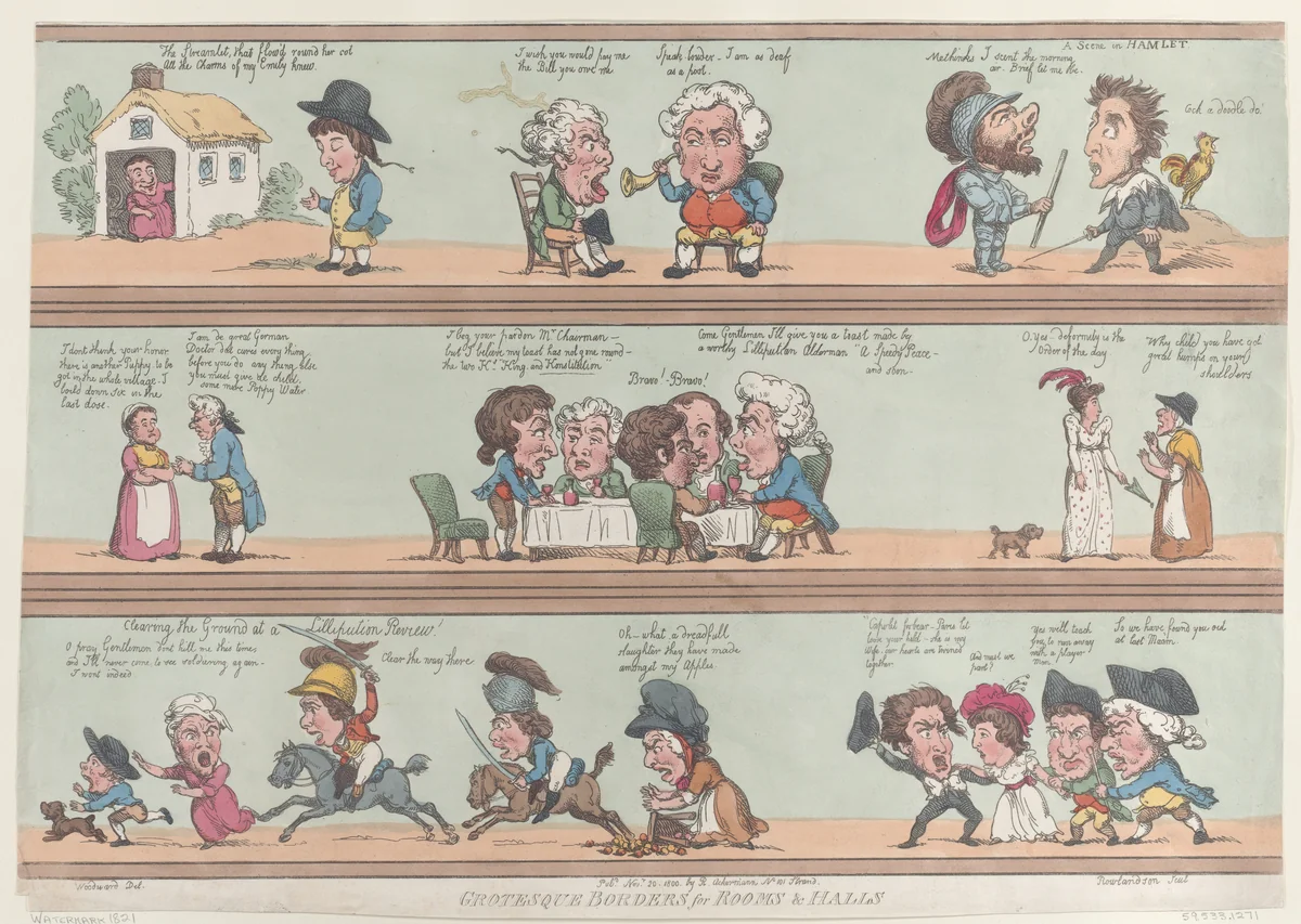Grotesque Borders for Rooms & Halls by Thomas Rowlandson, print, 1800