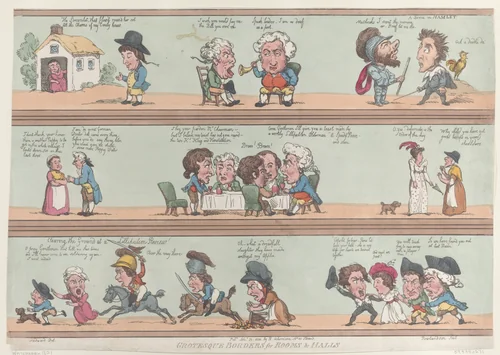 Grotesque Borders for Rooms & Halls by Thomas Rowlandson, print, 1800