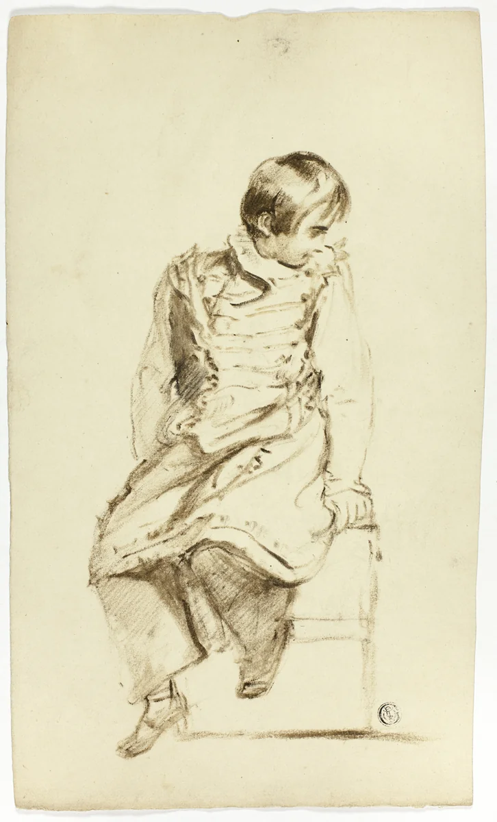 Seated Boy, Looking Sideways by Thomas Jones Barker, drawing, 1825-1835