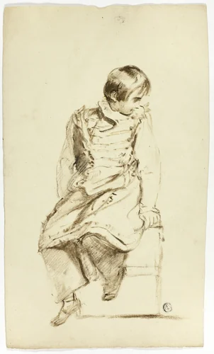 Seated Boy, Looking Sideways by Thomas Jones Barker, drawing, 1825-1835