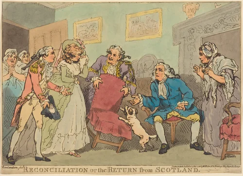 The Reconciliation, or The Return from Scotland by Thomas Rowlandson, print, 1785