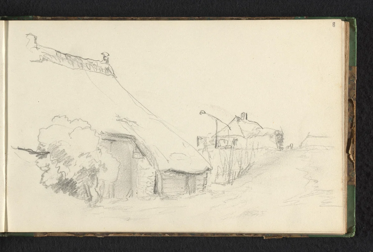 Gezicht op een boerderij by Jan Bedijs Tom, drawing, 1823-1894
