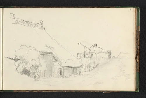 Gezicht op een boerderij by Jan Bedijs Tom, drawing, 1823-1894