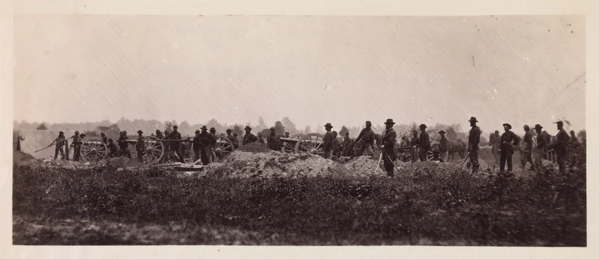 Pennsylvania Light Artillery, Battery B, Petersburg, Virginia by Timothy O'Sullivan, photograph, 1864