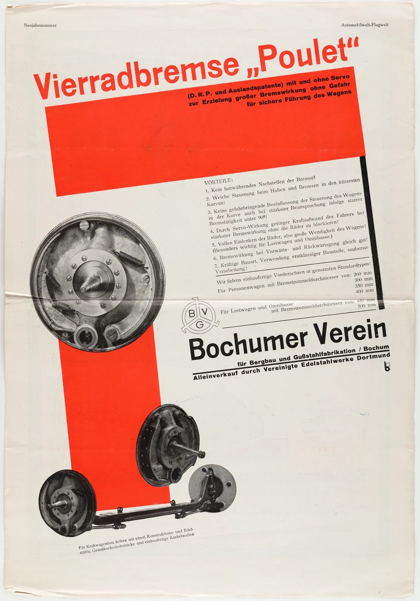 Vierradbremse "Poulet" by Max Burchartz, design, 1925