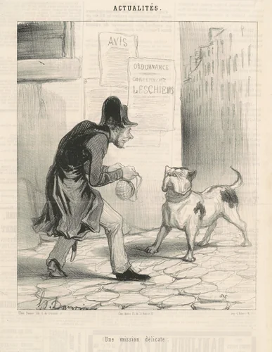 Une mission délicate by Honoré Daumier, print, 1843