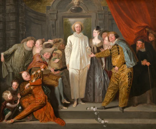 The Italian Comedians by Antoine Watteau, painting, 1720
