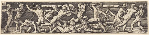 The Abduction of Helena by Sebald Beham; Barthel Beham, print, 1500-1550