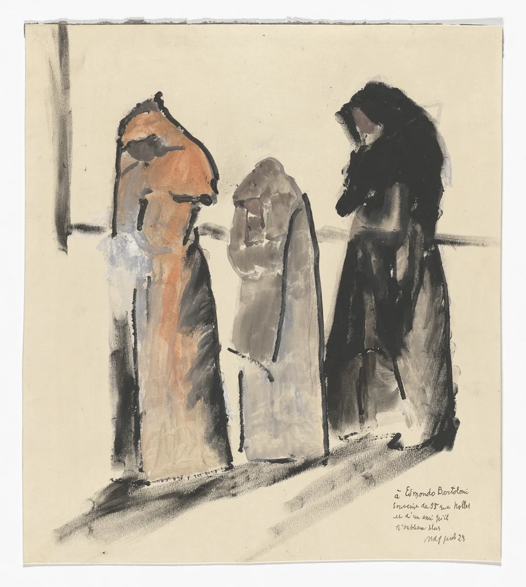 Three Figures by Max Jacob, drawing, 1928